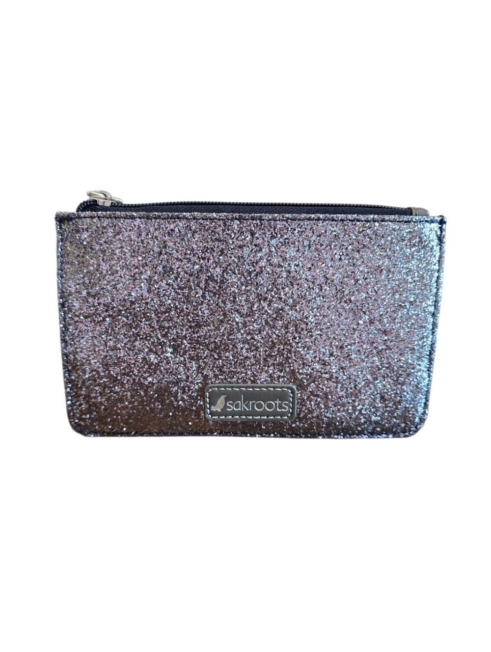 Sakroots Spirit Desert Floral Navy Blue Glitter Card Organizer Zip Pouch